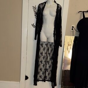 Victoria's Secret Black Floral Lace Robe